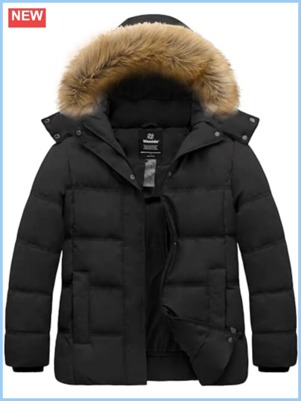 Plus Size Quilted Puffer Winter Coat Hooded Recycled Waterproof Jacket